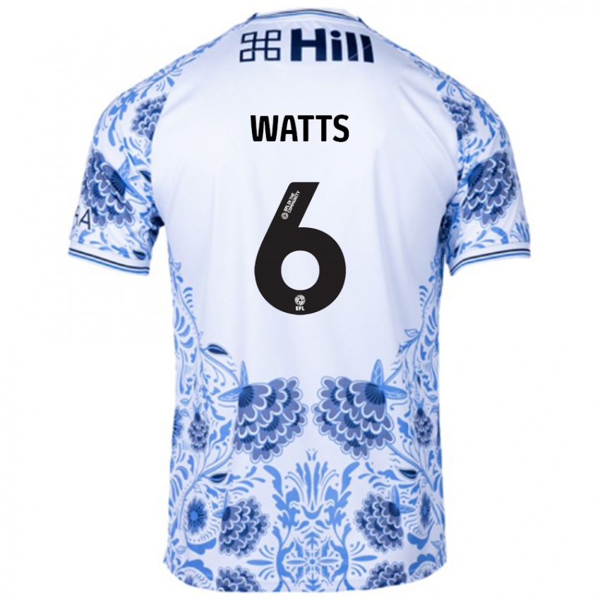 Gyermek Kell Watts #6 Fehér Kék Idegenbeli Jersey 2024/25 Mez Póló Ing