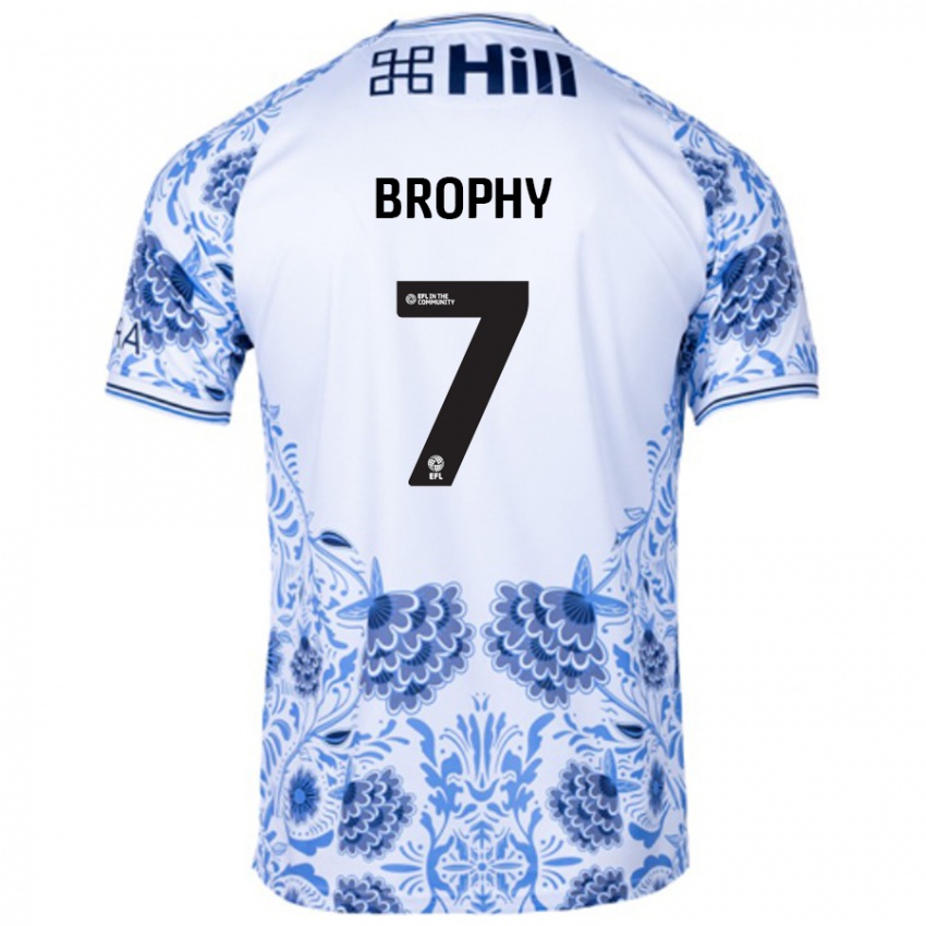 Gyermek James Brophy #7 Fehér Kék Idegenbeli Jersey 2024/25 Mez Póló Ing