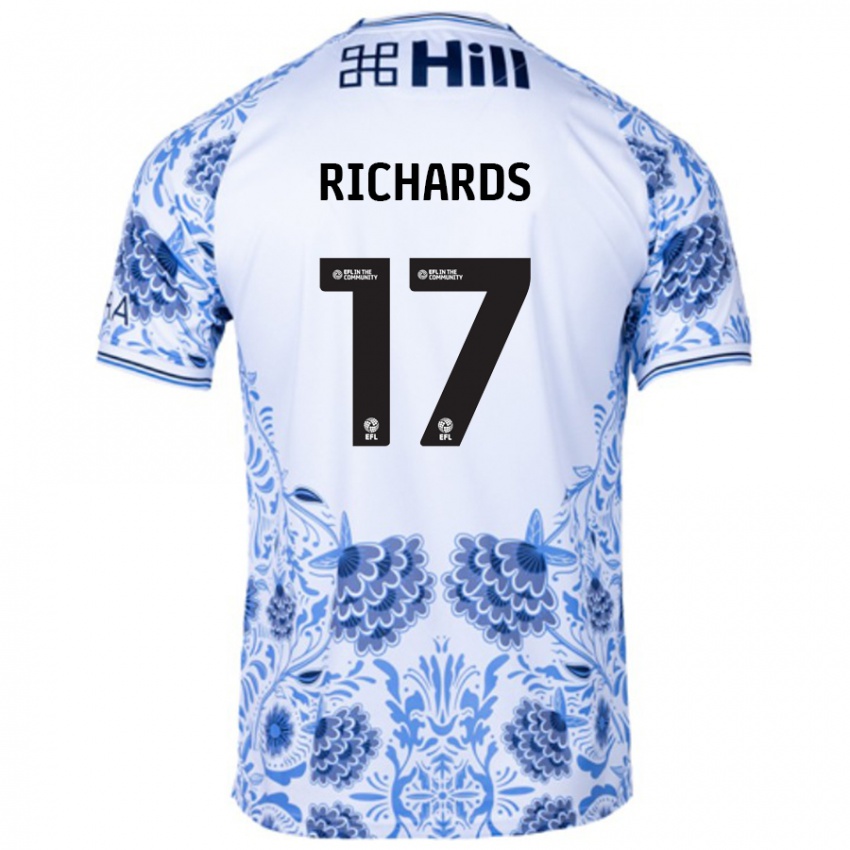 Gyermek Taylor Richards #17 Fehér Kék Idegenbeli Jersey 2024/25 Mez Póló Ing