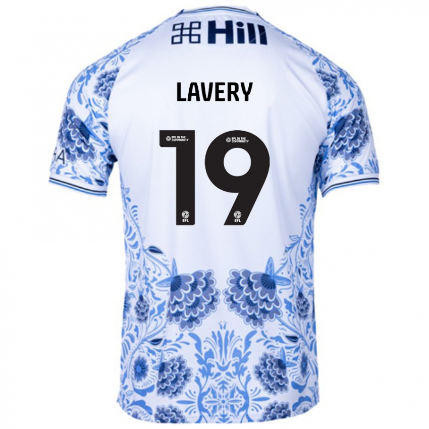 Gyermek Shayne Lavery #19 Fehér Kék Idegenbeli Jersey 2024/25 Mez Póló Ing