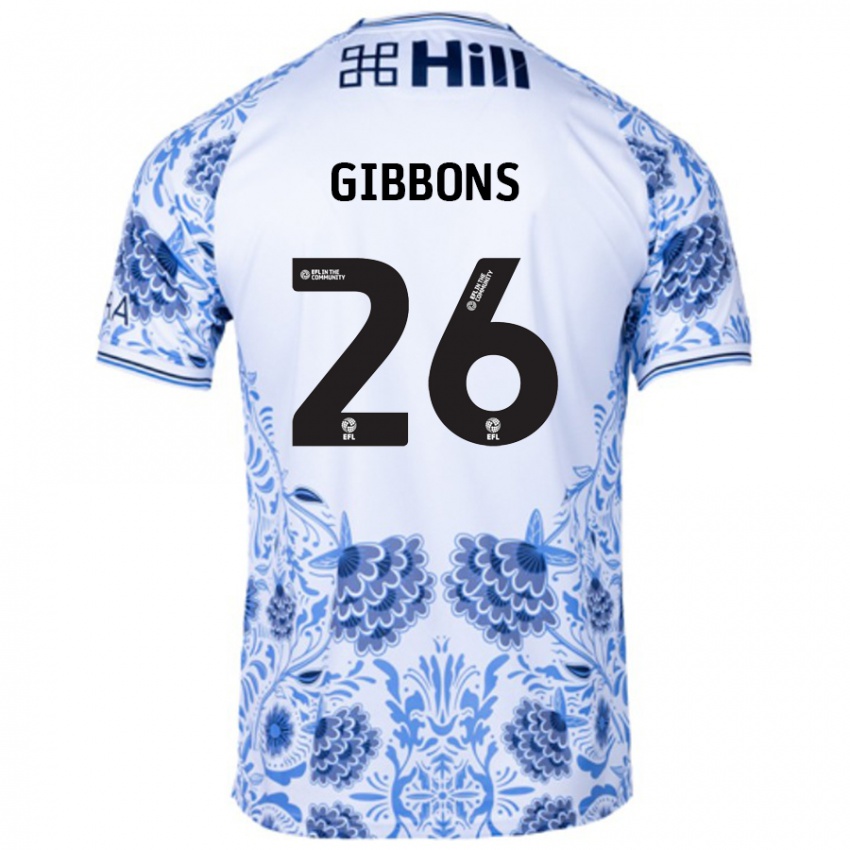 Gyermek James Gibbons #26 Fehér Kék Idegenbeli Jersey 2024/25 Mez Póló Ing