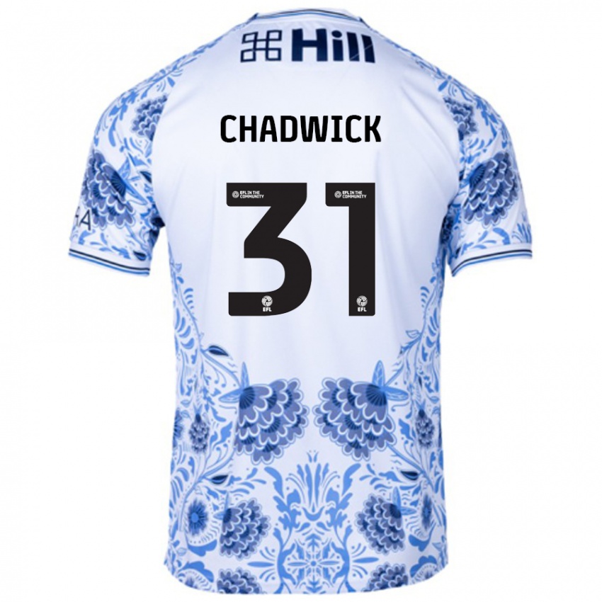 Gyermek Louis Chadwick #31 Fehér Kék Idegenbeli Jersey 2024/25 Mez Póló Ing