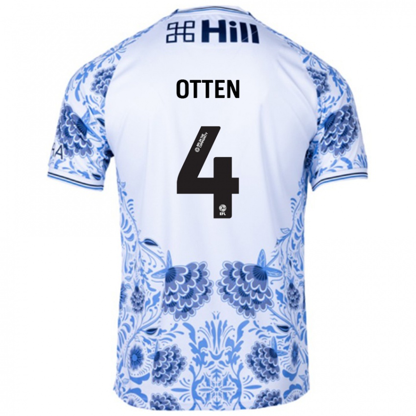 Gyermek Gisela Otten #4 Fehér Kék Idegenbeli Jersey 2024/25 Mez Póló Ing