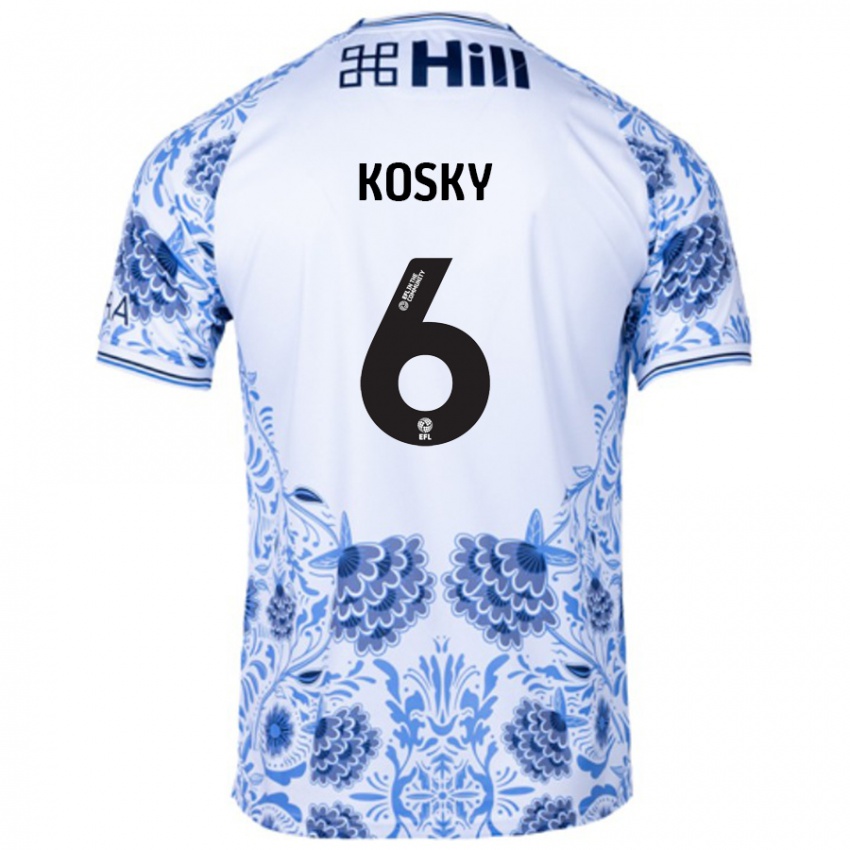 Gyermek Rachel Kosky #6 Fehér Kék Idegenbeli Jersey 2024/25 Mez Póló Ing