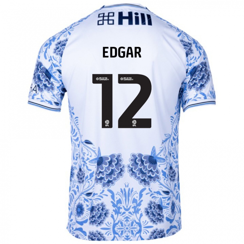 Gyermek Sammy Edgar #12 Fehér Kék Idegenbeli Jersey 2024/25 Mez Póló Ing