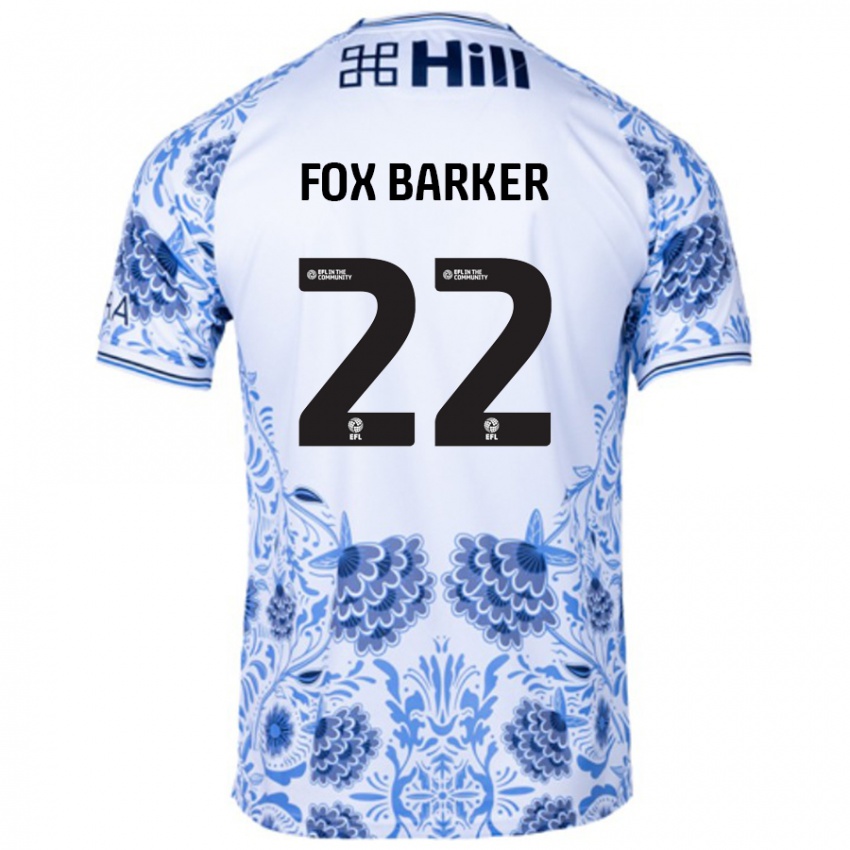 Gyermek Mistie Fox-Barker #22 Fehér Kék Idegenbeli Jersey 2024/25 Mez Póló Ing