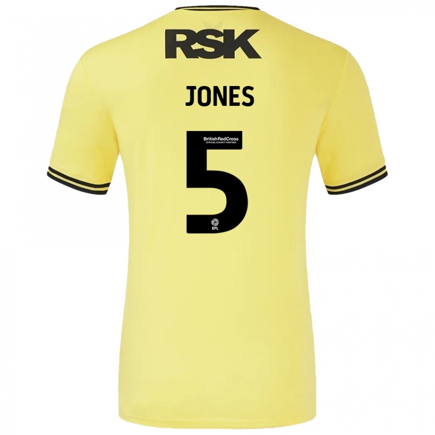 Gyermek Lloyd Jones #5 Sárga Fekete Idegenbeli Jersey 2024/25 Mez Póló Ing