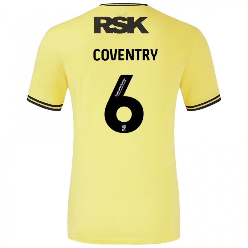 Gyermek Conor Coventry #6 Sárga Fekete Idegenbeli Jersey 2024/25 Mez Póló Ing