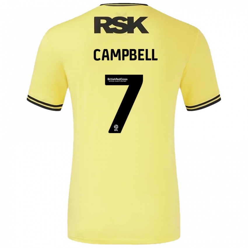 Gyermek Tyreece Campbell #7 Sárga Fekete Idegenbeli Jersey 2024/25 Mez Póló Ing