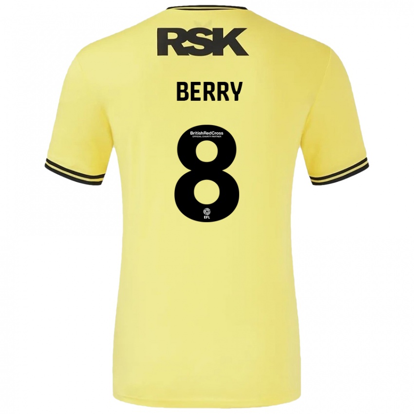 Gyermek Luke Berry #8 Sárga Fekete Idegenbeli Jersey 2024/25 Mez Póló Ing