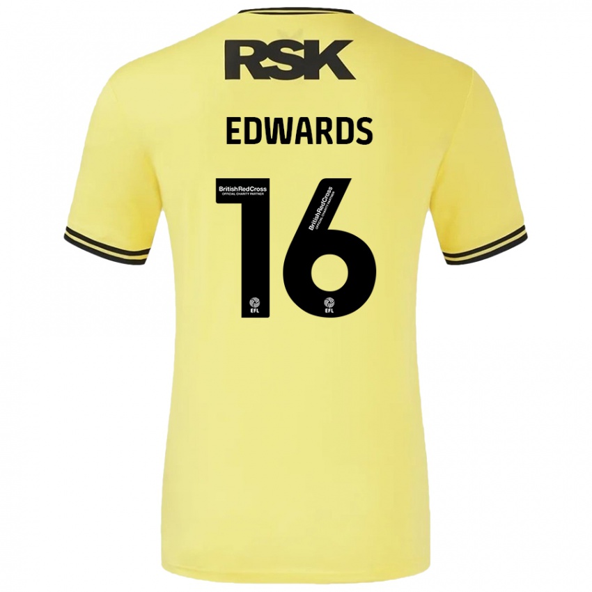 Gyermek Josh Edwards #16 Sárga Fekete Idegenbeli Jersey 2024/25 Mez Póló Ing