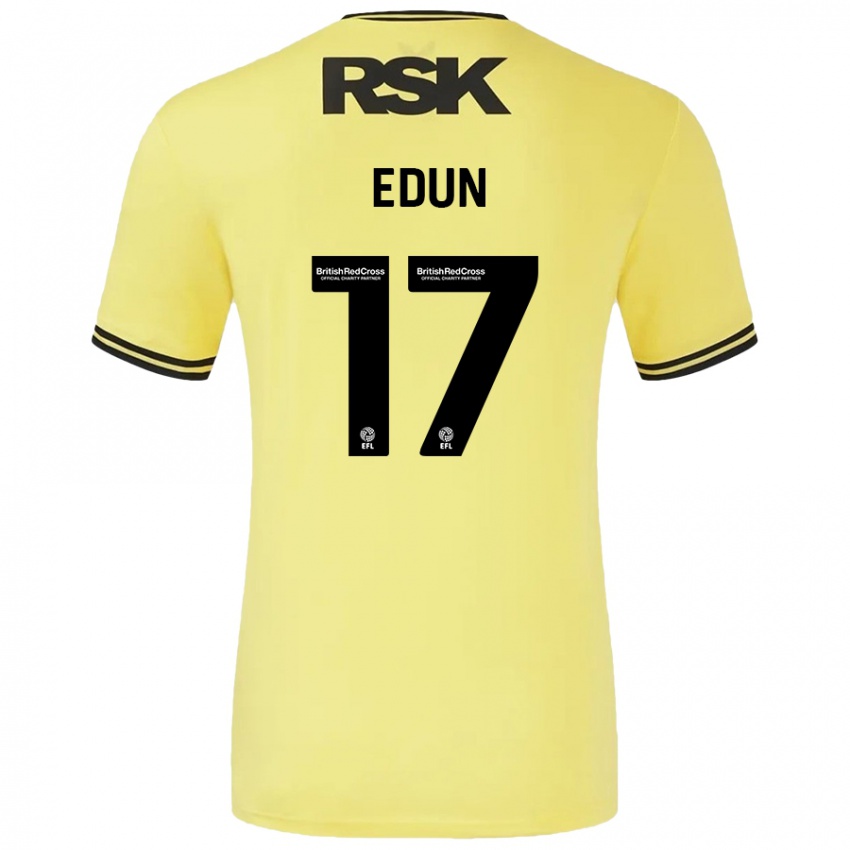 Gyermek Tayo Edun #17 Sárga Fekete Idegenbeli Jersey 2024/25 Mez Póló Ing