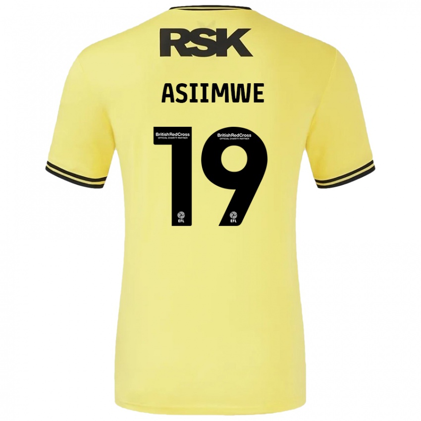 Gyermek Nathan Asiimwe #19 Sárga Fekete Idegenbeli Jersey 2024/25 Mez Póló Ing