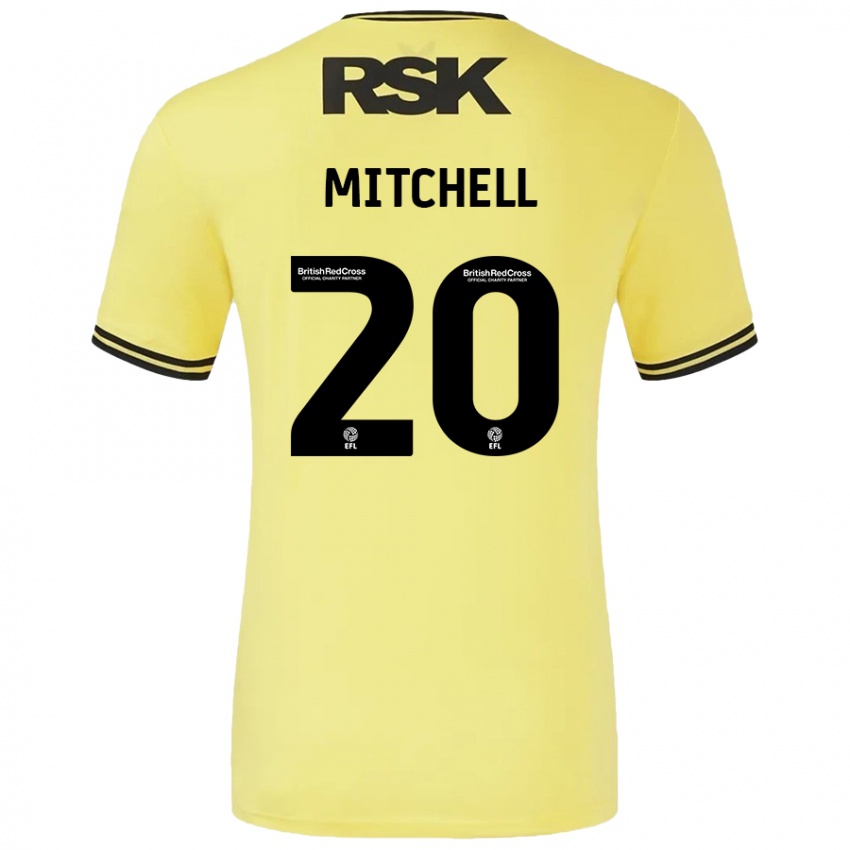 Gyermek Zach Mitchell #20 Sárga Fekete Idegenbeli Jersey 2024/25 Mez Póló Ing