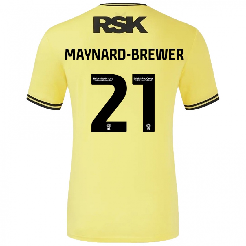 Gyermek Ashley Maynard-Brewer #21 Sárga Fekete Idegenbeli Jersey 2024/25 Mez Póló Ing