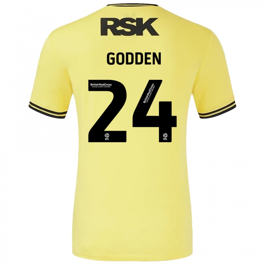 Gyermek Matt Godden #24 Sárga Fekete Idegenbeli Jersey 2024/25 Mez Póló Ing