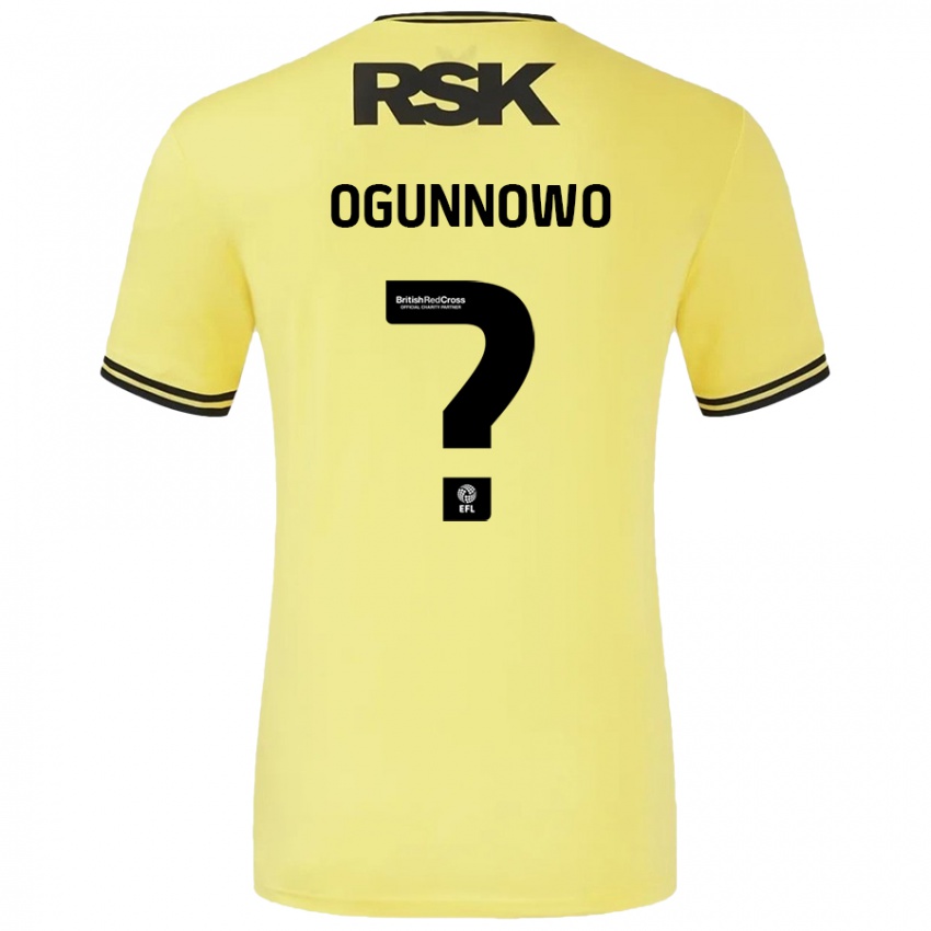 Gyermek Joshua Ogunnowo #0 Sárga Fekete Idegenbeli Jersey 2024/25 Mez Póló Ing