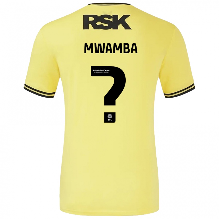 Gyermek Alan Mwamba #0 Sárga Fekete Idegenbeli Jersey 2024/25 Mez Póló Ing