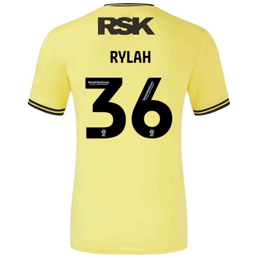 Gyermek Henry Rylah #36 Sárga Fekete Idegenbeli Jersey 2024/25 Mez Póló Ing