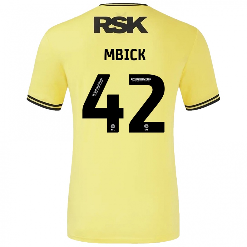 Gyermek Micah Mbick #42 Sárga Fekete Idegenbeli Jersey 2024/25 Mez Póló Ing