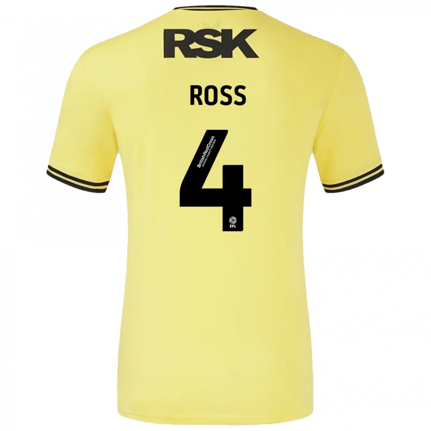 Gyermek Mia Ross #4 Sárga Fekete Idegenbeli Jersey 2024/25 Mez Póló Ing