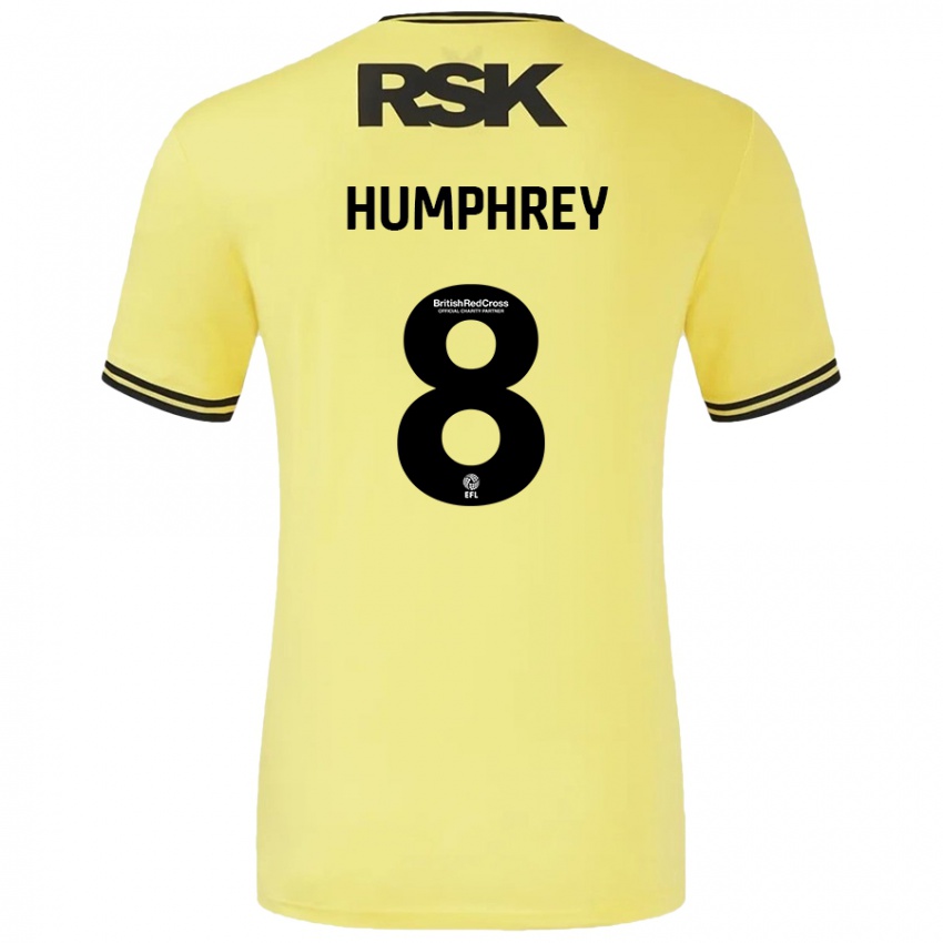 Gyermek Carla Humphrey #8 Sárga Fekete Idegenbeli Jersey 2024/25 Mez Póló Ing