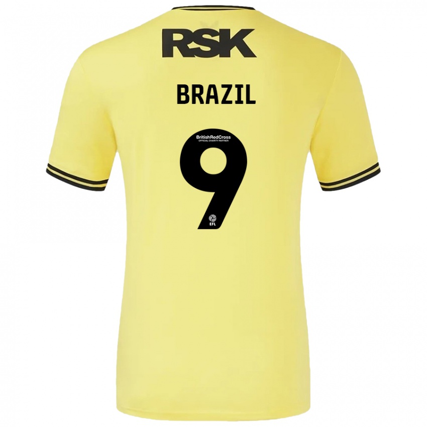 Gyermek Ellie Brazil #9 Sárga Fekete Idegenbeli Jersey 2024/25 Mez Póló Ing