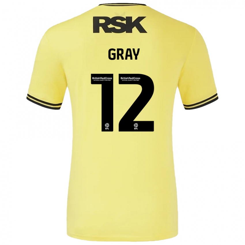 Gyermek Jessica Gray #12 Sárga Fekete Idegenbeli Jersey 2024/25 Mez Póló Ing