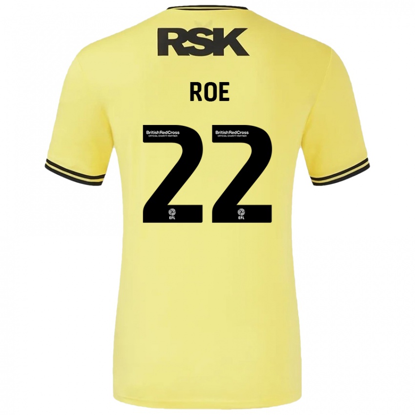 Gyermek Bethan Roe #22 Sárga Fekete Idegenbeli Jersey 2024/25 Mez Póló Ing