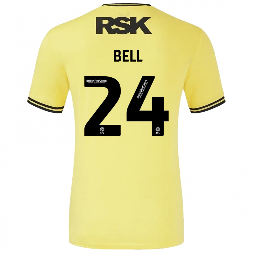 Gyermek Taylor Bell #24 Sárga Fekete Idegenbeli Jersey 2024/25 Mez Póló Ing