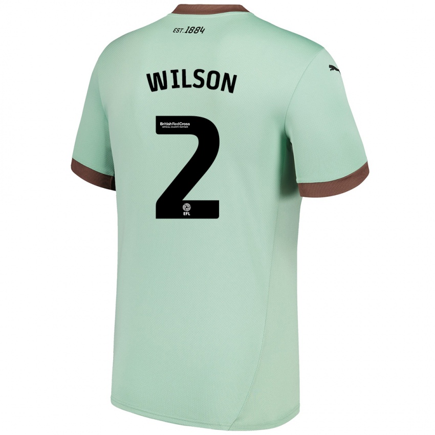 Gyermek Kane Wilson #2 Halványzöld Idegenbeli Jersey 2024/25 Mez Póló Ing