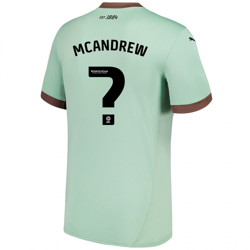 Gyermek Niall Mcandrew #0 Halványzöld Idegenbeli Jersey 2024/25 Mez Póló Ing