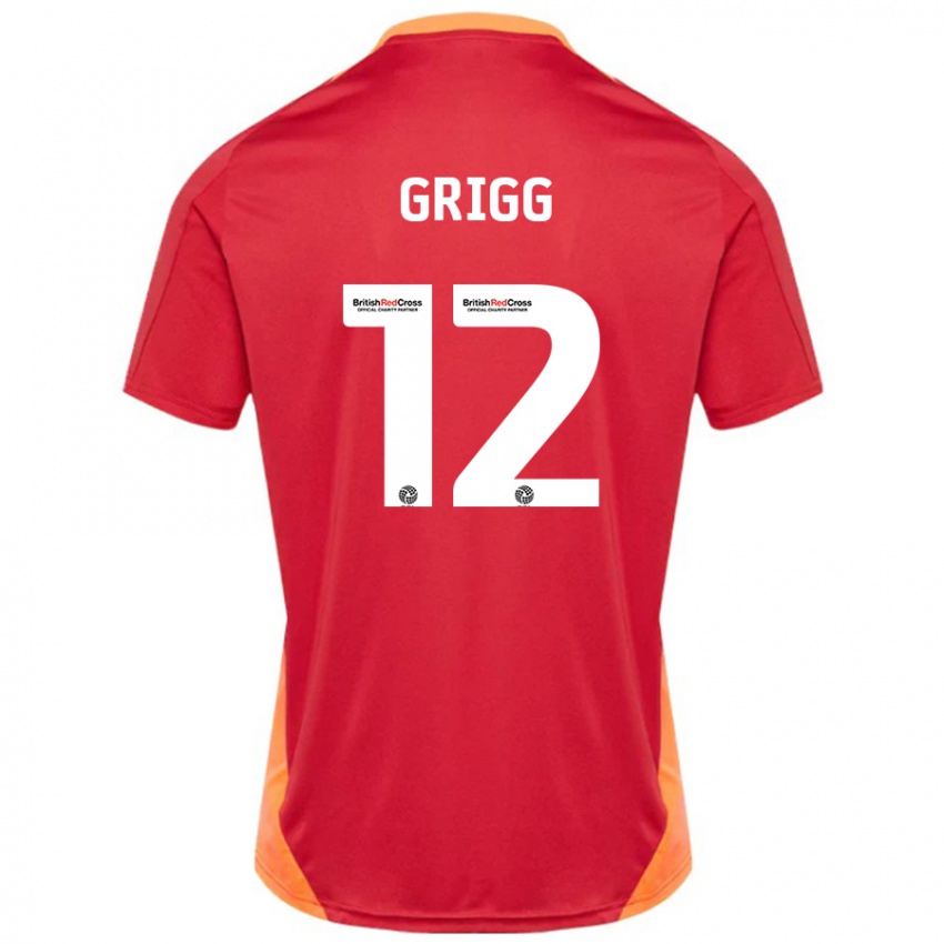 Gyermek Katie Grigg #12 Kék Törtfehér Idegenbeli Jersey 2024/25 Mez Póló Ing