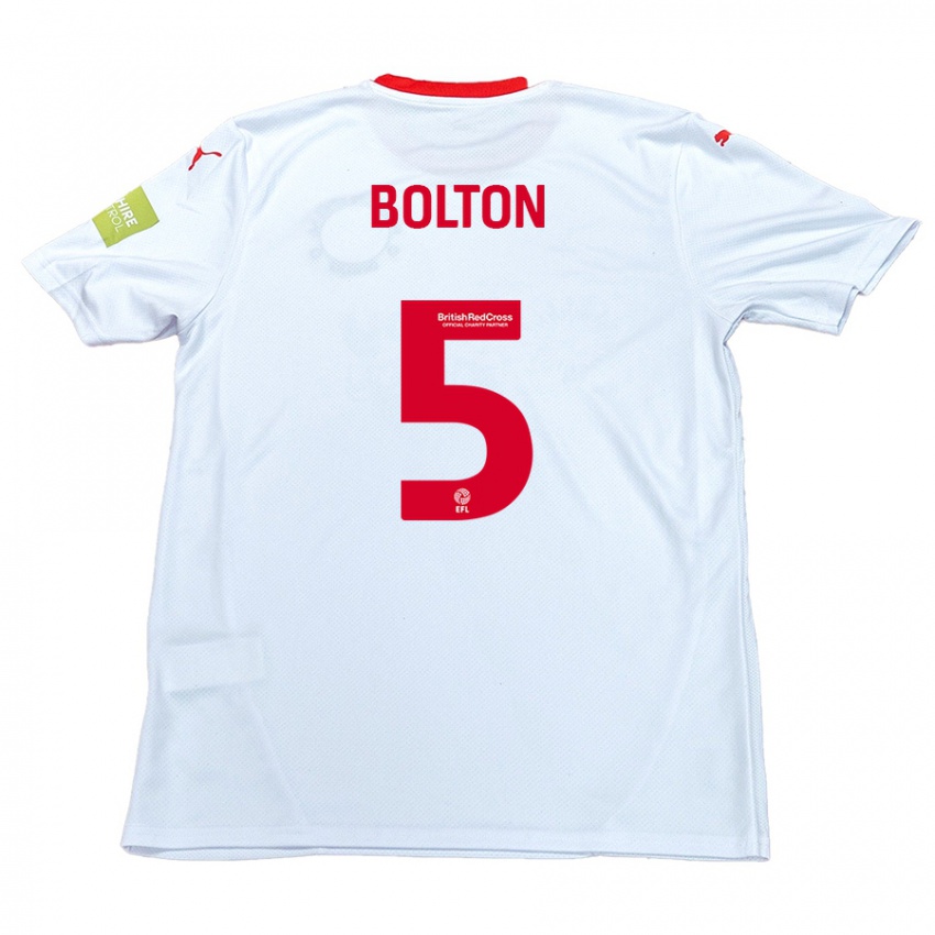 Gyermek James Bolton #5 Fehér Idegenbeli Jersey 2024/25 Mez Póló Ing