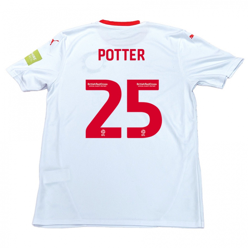 Gyermek Finley Potter #25 Fehér Idegenbeli Jersey 2024/25 Mez Póló Ing