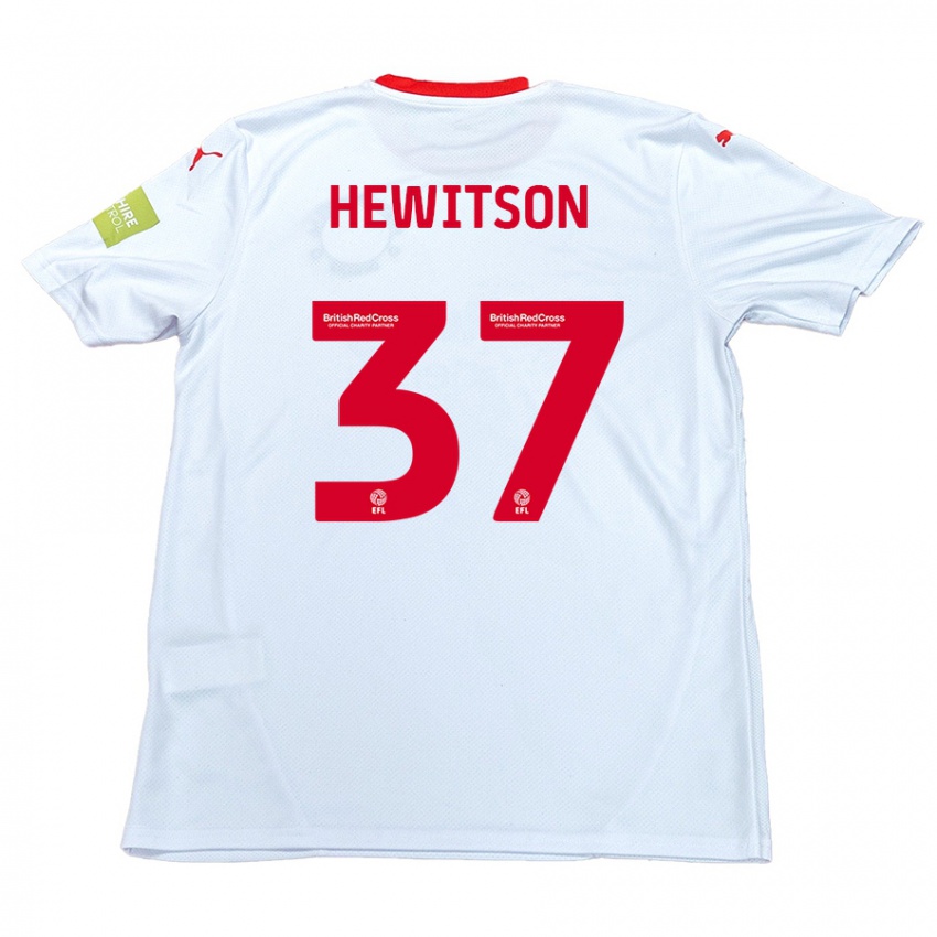 Gyermek Luke Hewitson #37 Fehér Idegenbeli Jersey 2024/25 Mez Póló Ing