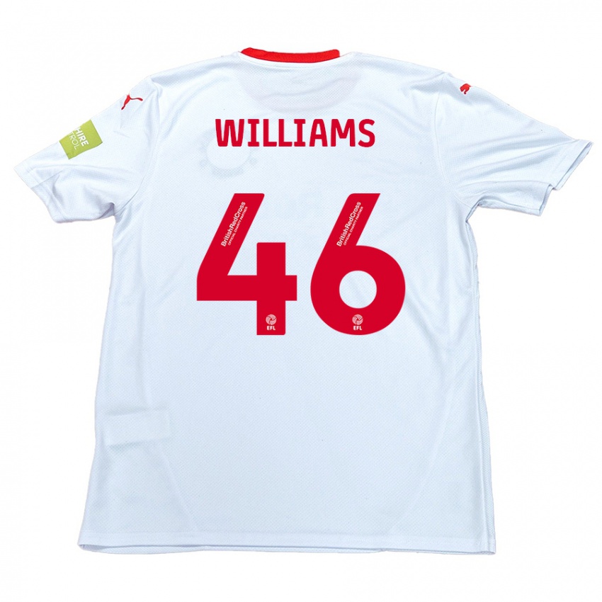 Gyermek Theo Williams #46 Fehér Idegenbeli Jersey 2024/25 Mez Póló Ing