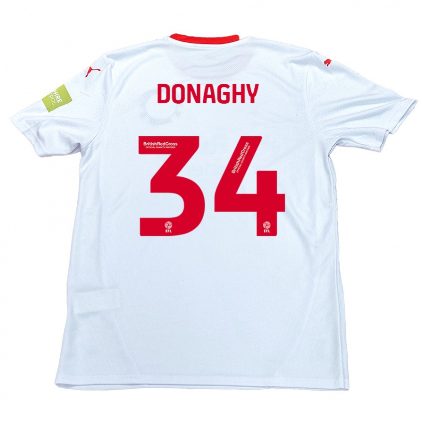 Gyermek Tom Donaghy #34 Fehér Idegenbeli Jersey 2024/25 Mez Póló Ing