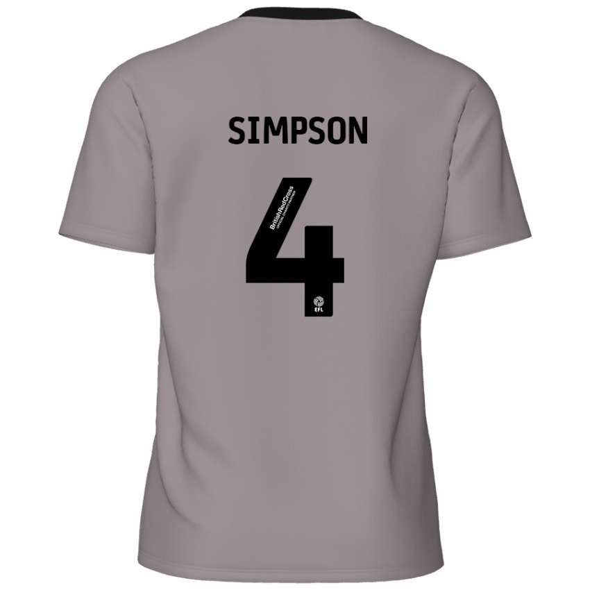 Gyermek Jack Simpson #4 Szürke Idegenbeli Jersey 2024/25 Mez Póló Ing