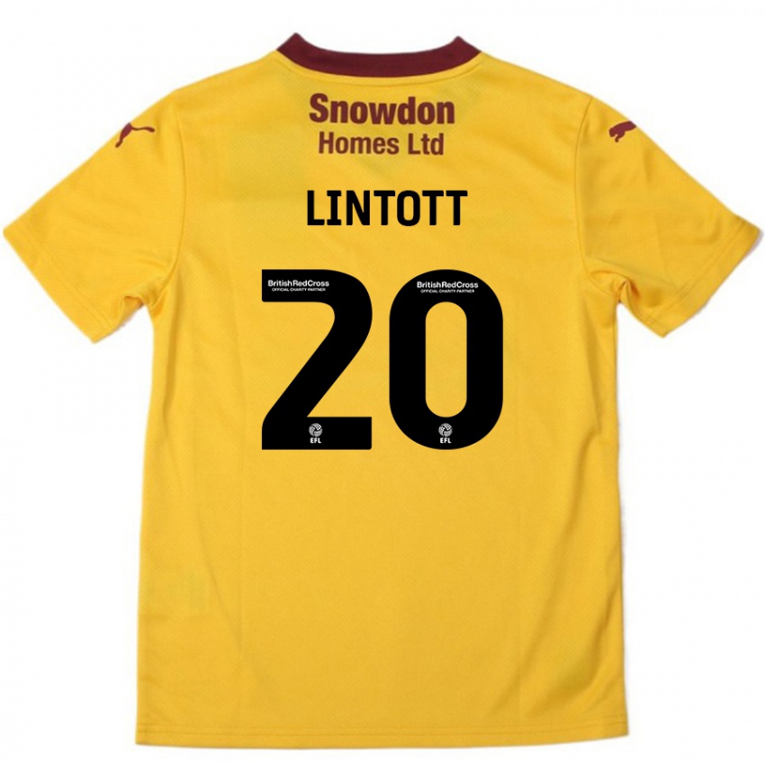 Gyermek Harvey Lintott #20 Narancssárga Burgundi Idegenbeli Jersey 2024/25 Mez Póló Ing