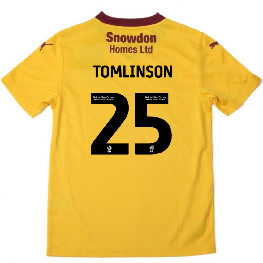 Gyermek Josh Tomlinson #25 Narancssárga Burgundi Idegenbeli Jersey 2024/25 Mez Póló Ing