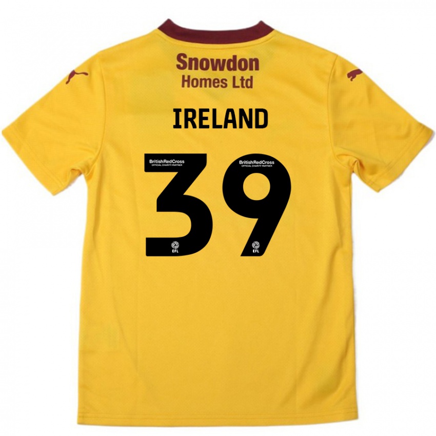 Gyermek Matthew Ireland #39 Narancssárga Burgundi Idegenbeli Jersey 2024/25 Mez Póló Ing