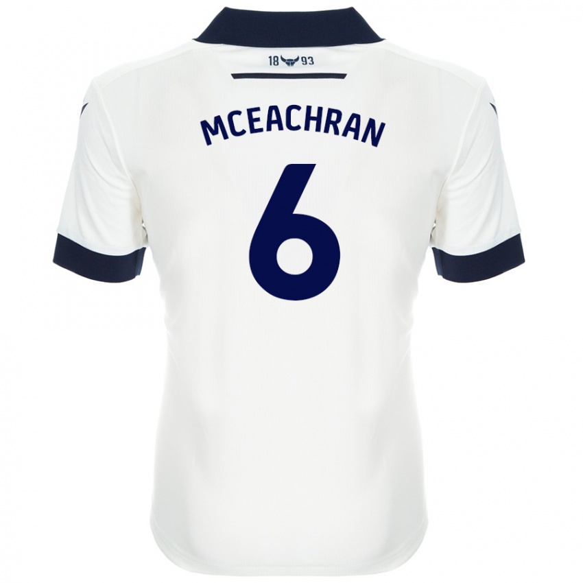 Gyermek Josh Mceachran #6 Fehér Sötétkék Idegenbeli Jersey 2024/25 Mez Póló Ing