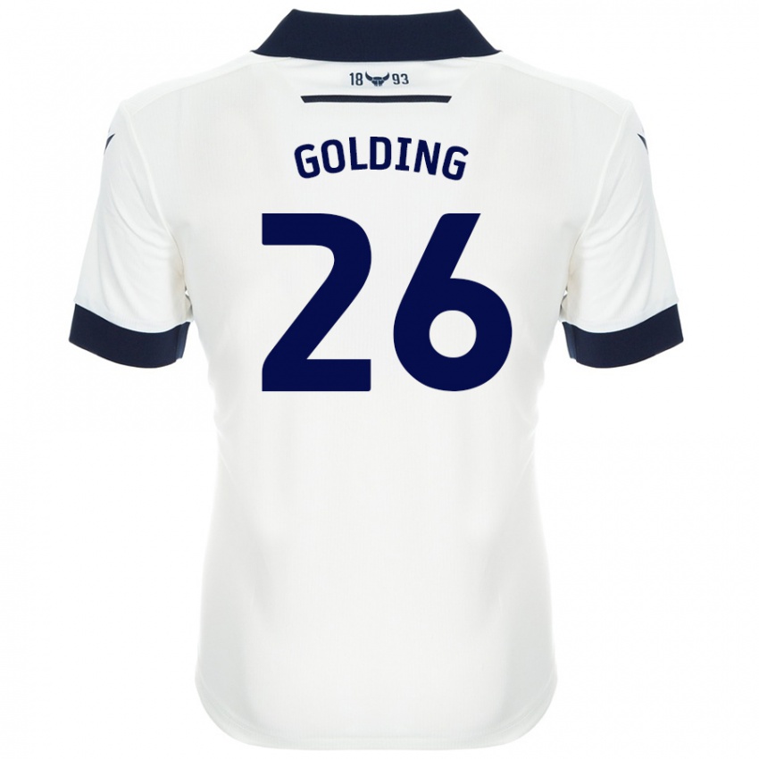 Gyermek James Golding #26 Fehér Sötétkék Idegenbeli Jersey 2024/25 Mez Póló Ing