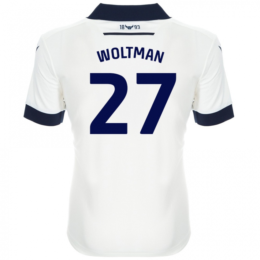 Gyermek Max Woltman #27 Fehér Sötétkék Idegenbeli Jersey 2024/25 Mez Póló Ing