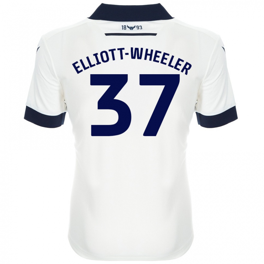 Gyermek Aidan Elliott-Wheeler #37 Fehér Sötétkék Idegenbeli Jersey 2024/25 Mez Póló Ing