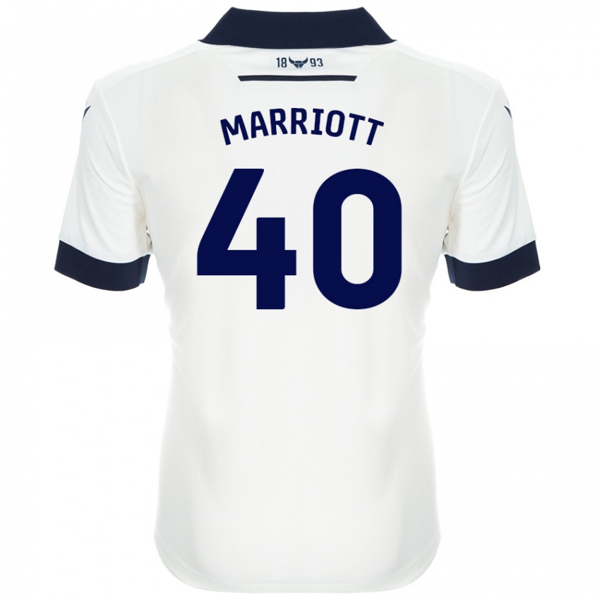 Gyermek Monty Marriott #40 Fehér Sötétkék Idegenbeli Jersey 2024/25 Mez Póló Ing