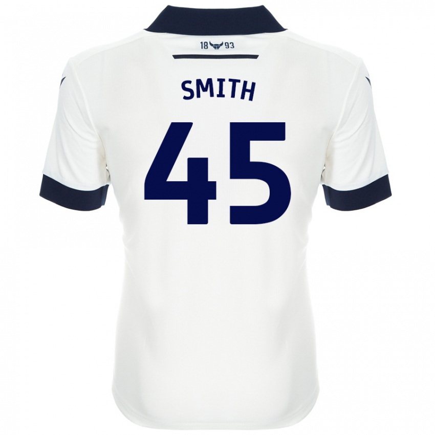 Gyermek Max Smith #45 Fehér Sötétkék Idegenbeli Jersey 2024/25 Mez Póló Ing