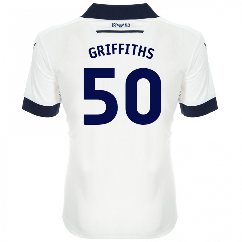 Gyermek Louis Griffiths #50 Fehér Sötétkék Idegenbeli Jersey 2024/25 Mez Póló Ing