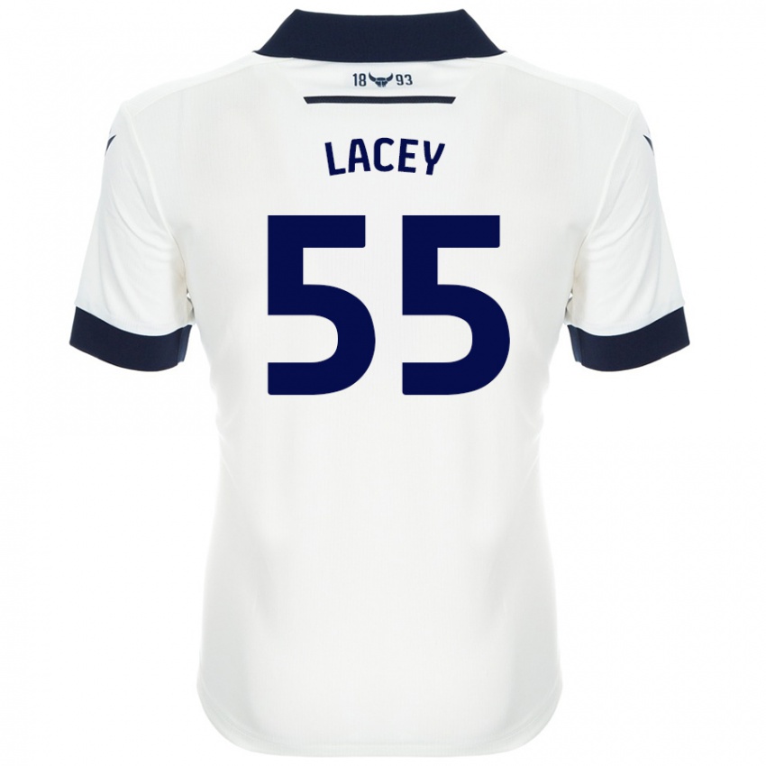 Gyermek Aaron Lacey #55 Fehér Sötétkék Idegenbeli Jersey 2024/25 Mez Póló Ing